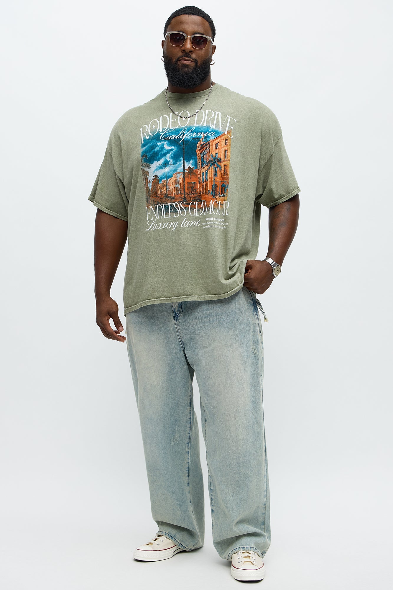 Endless Glamour Oversized Short Sleeve Tee - Olive