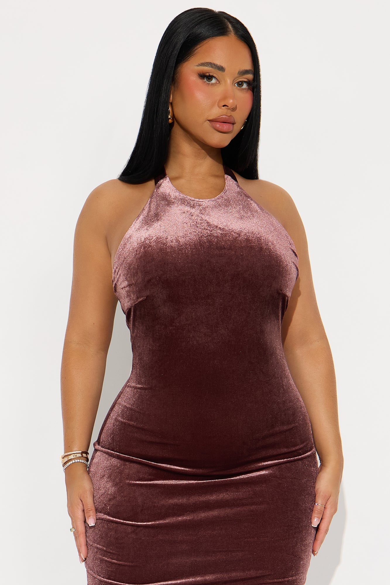 Velvet Crush Maxi Dress - Brown