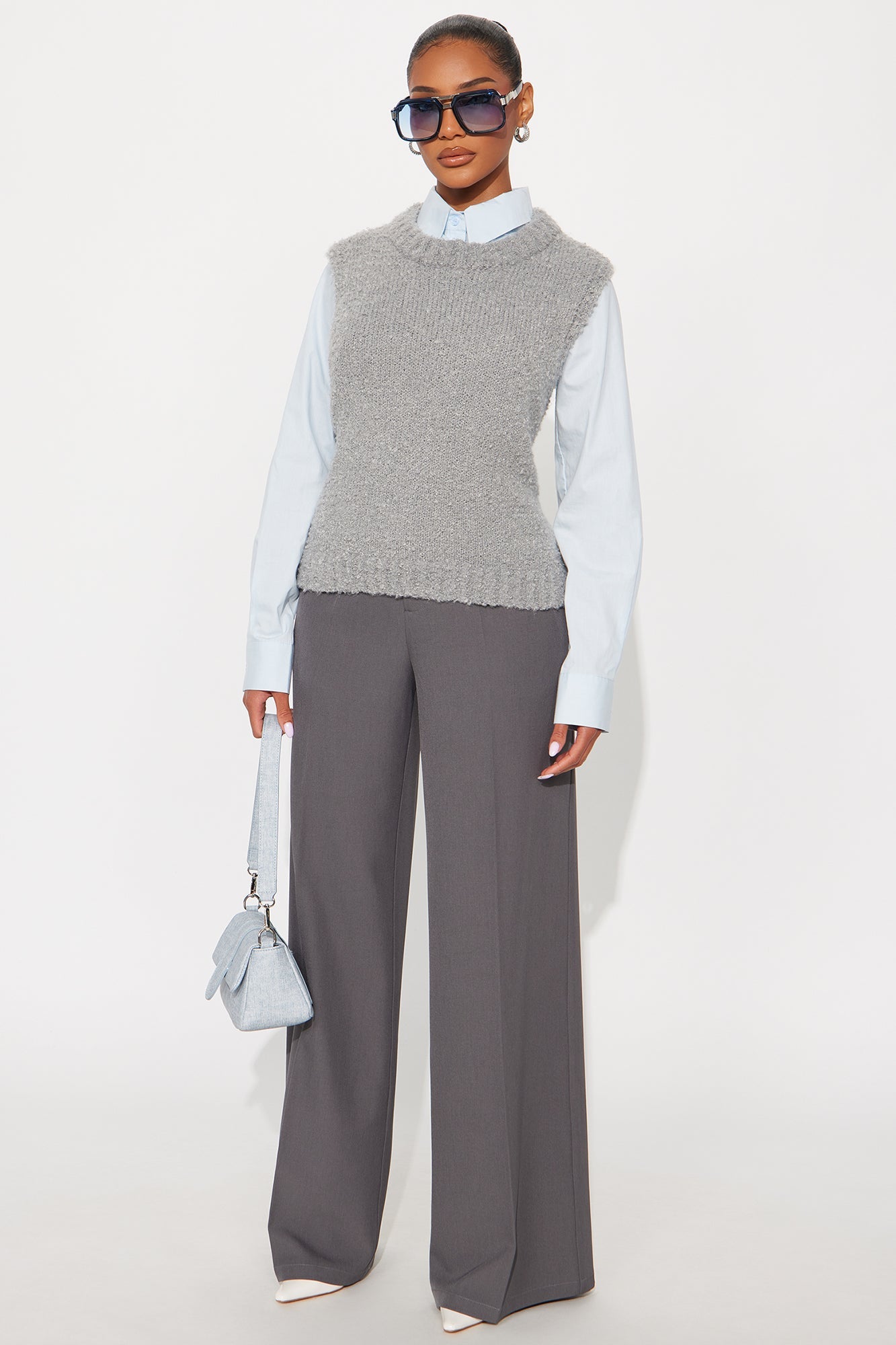 Beatrice Hardware Wide Leg Trouser Pant 33″ - Charcoal