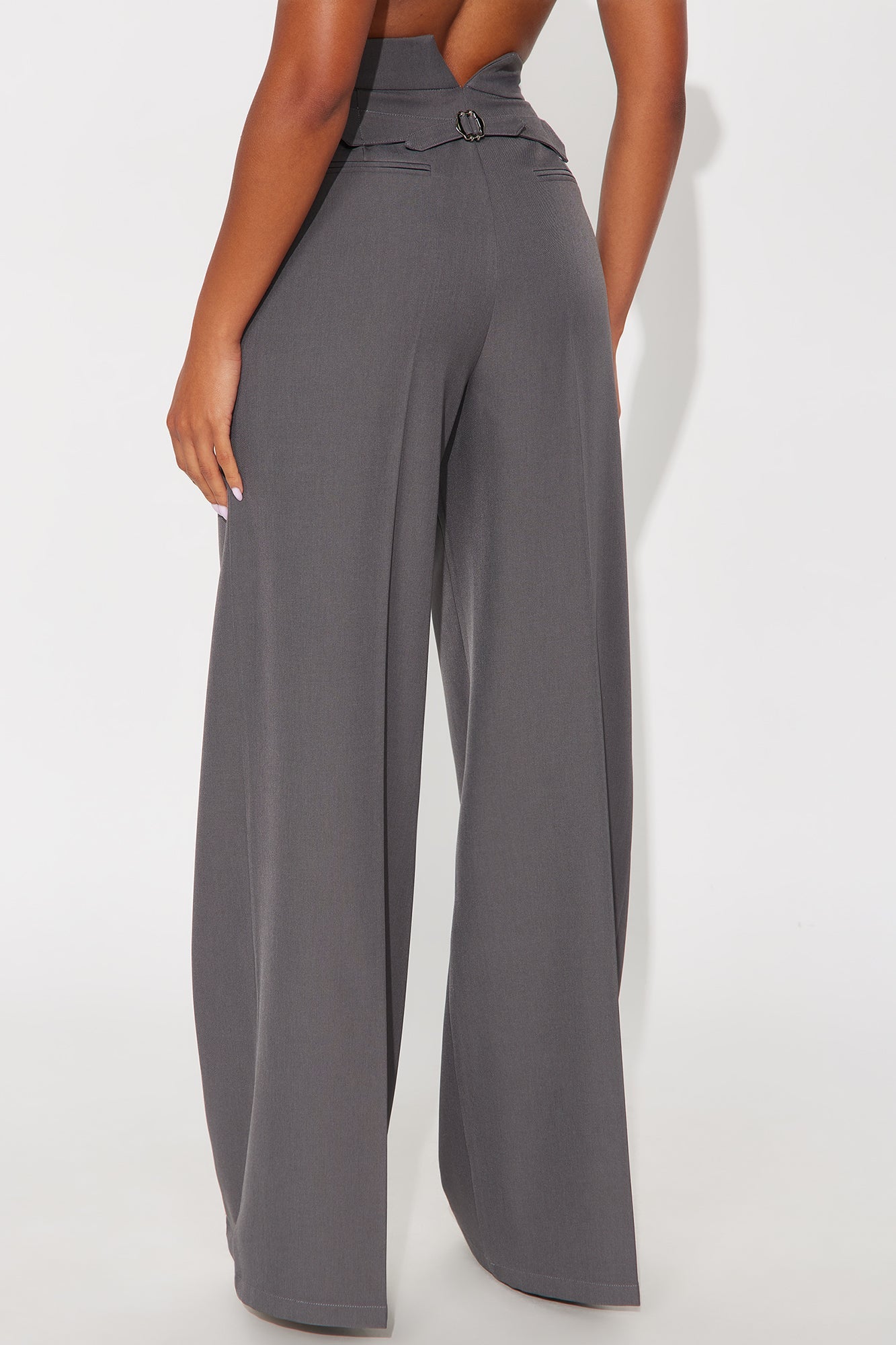 Beatrice Hardware Wide Leg Trouser Pant 33″ - Charcoal