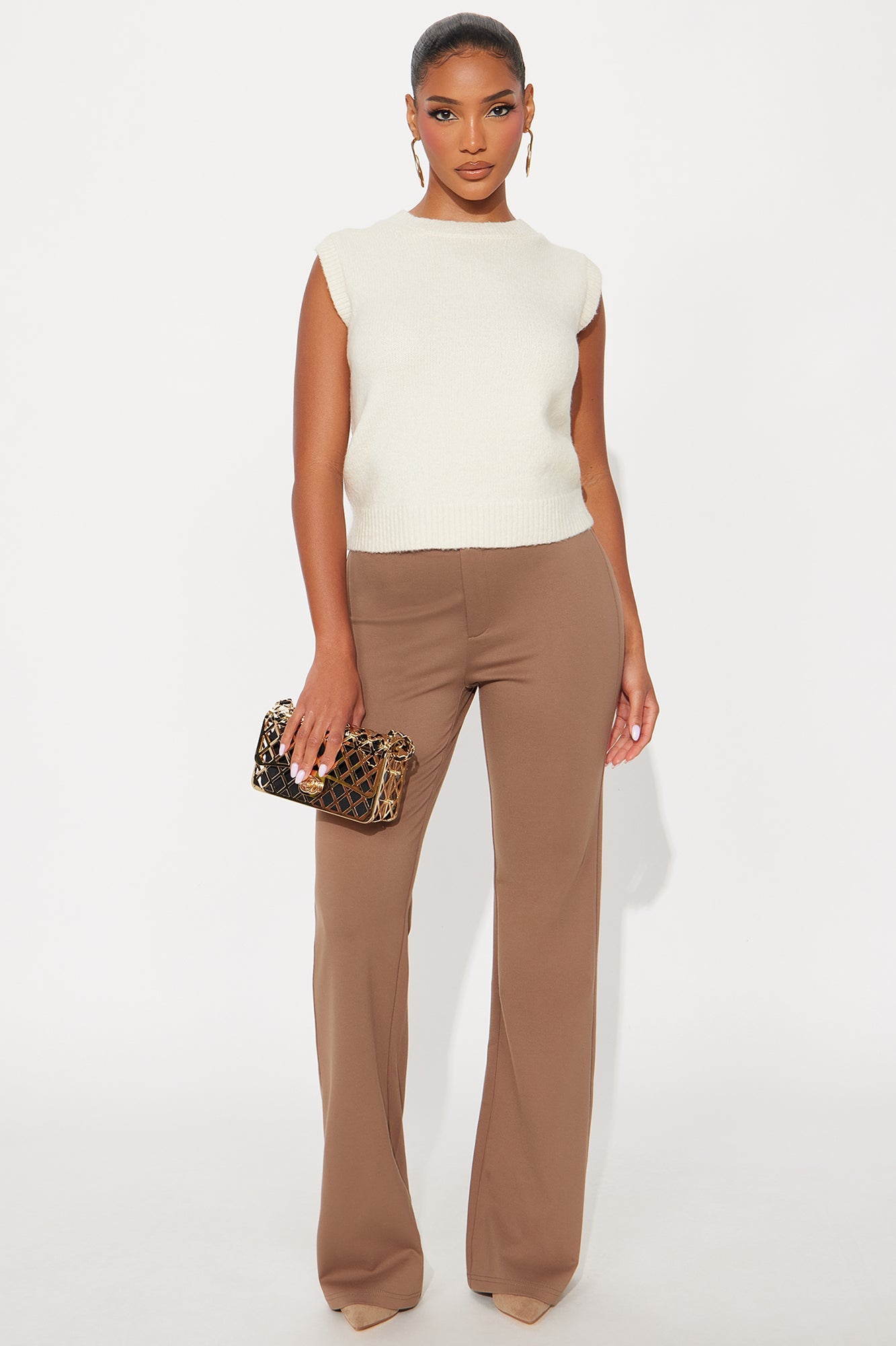 Esme Straight Leg Ponte Pant 33″ - Mocha