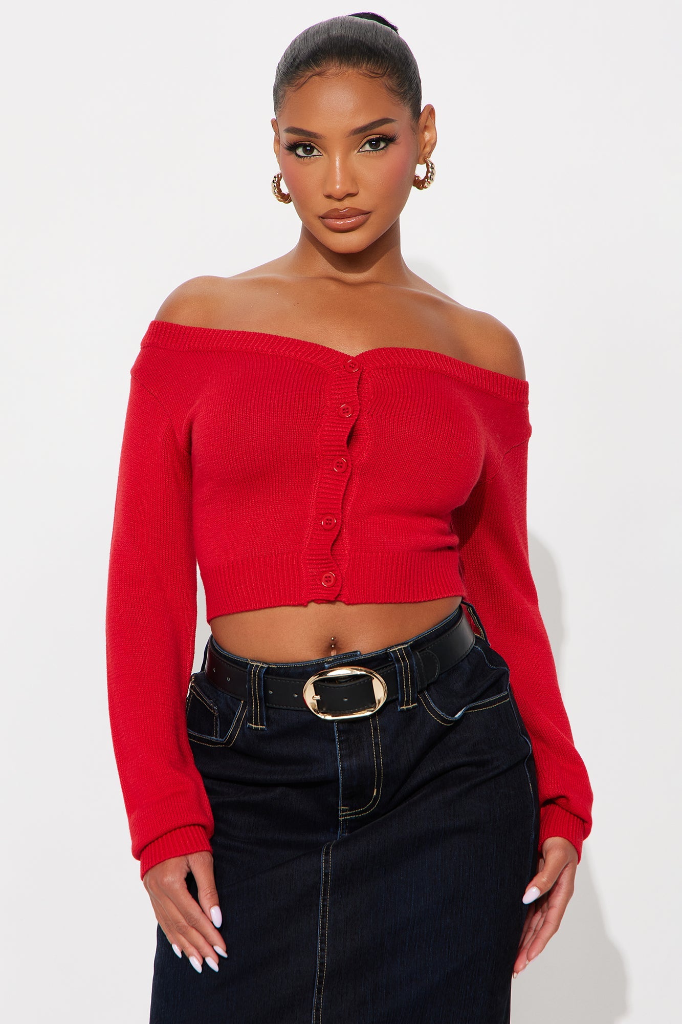 All I've Got Boat Neck Cardigan - Red