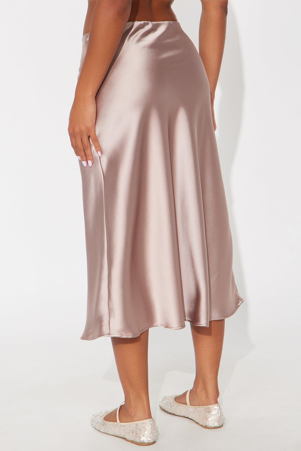 Girls Need Love Satin Midi Skirt - Mocha