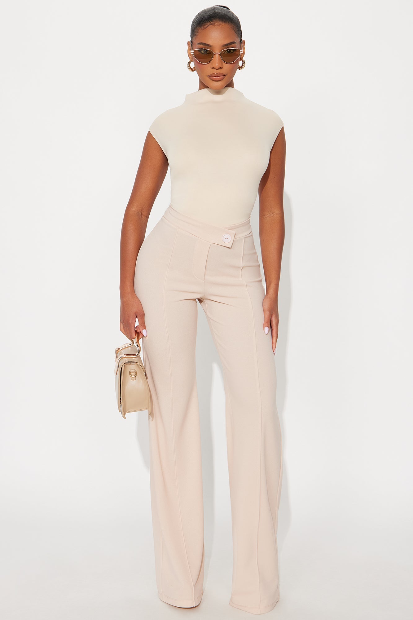 Tall Call It Even Wide Leg Dress Pants - Oatmeal
