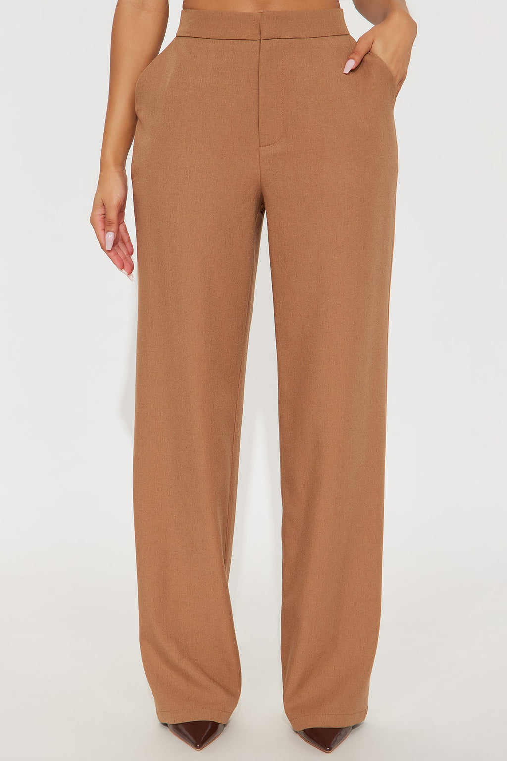 Alexandra High Rise Structured Twill Trouser - Tan