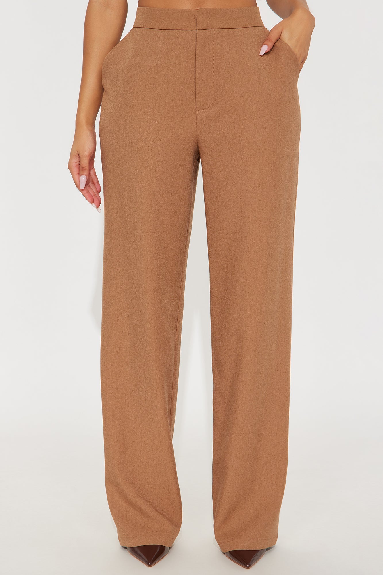 Alexandra High Rise Structured Twill Trouser - Tan