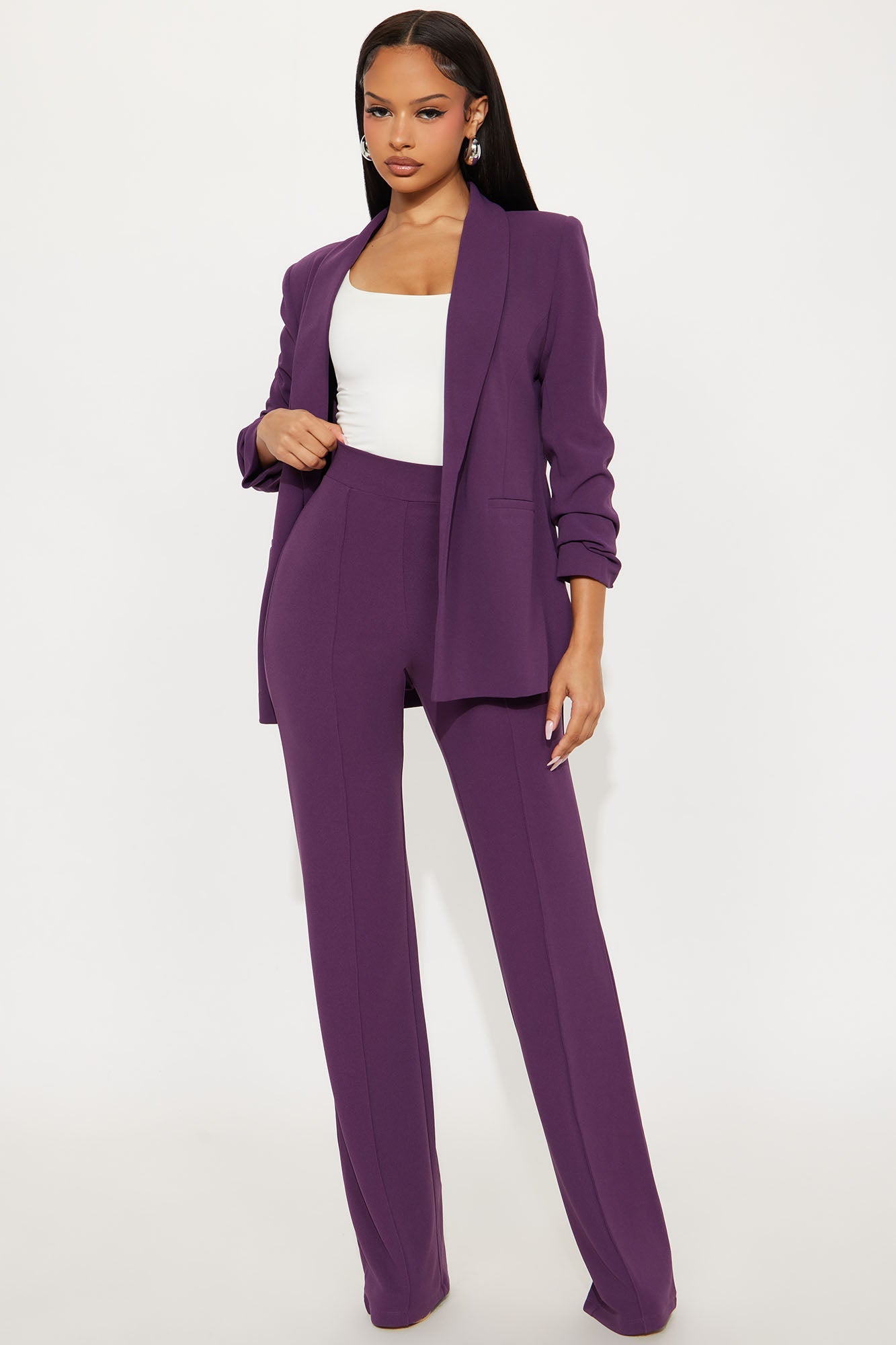 Tall Victoria High Waisted Dress Pants - Plum