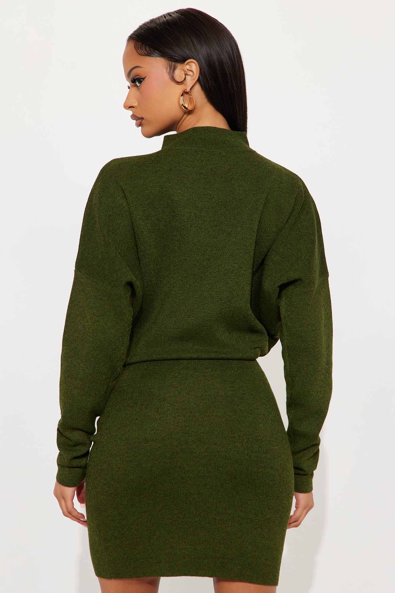 Tall Abby Sweater Mini Dress - Olive/combo