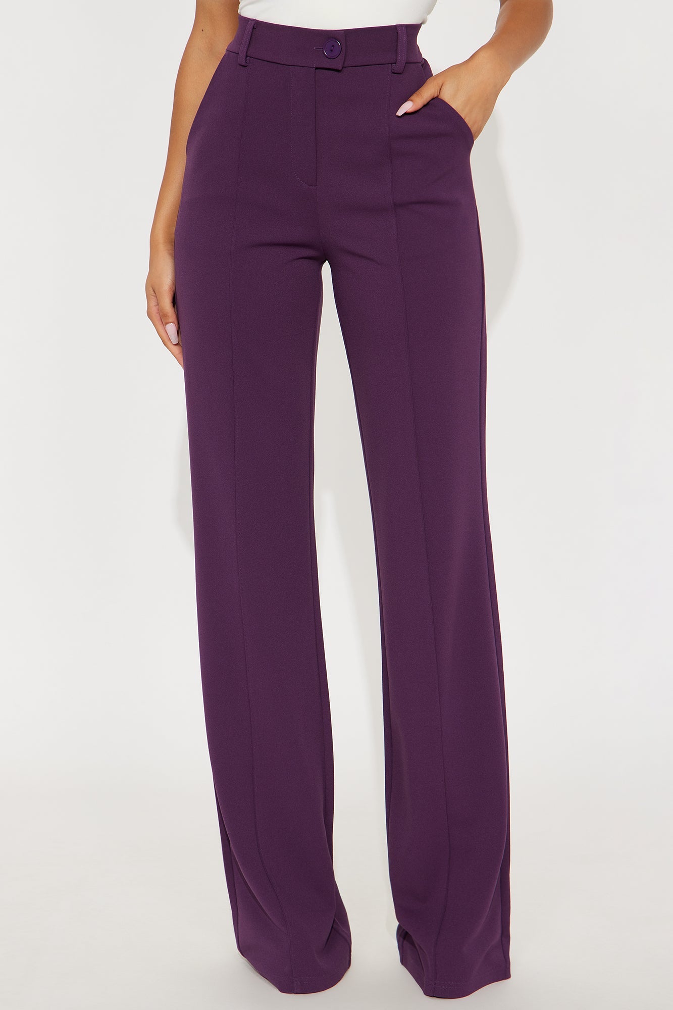 Tall Heidi Wide Leg Trouser Pant - Plum
