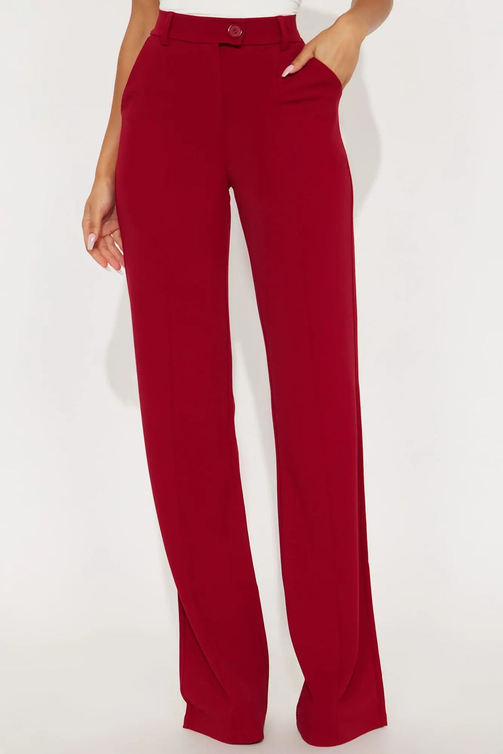 Tall Heidi Wide Leg Trouser Pant - DarkRed 