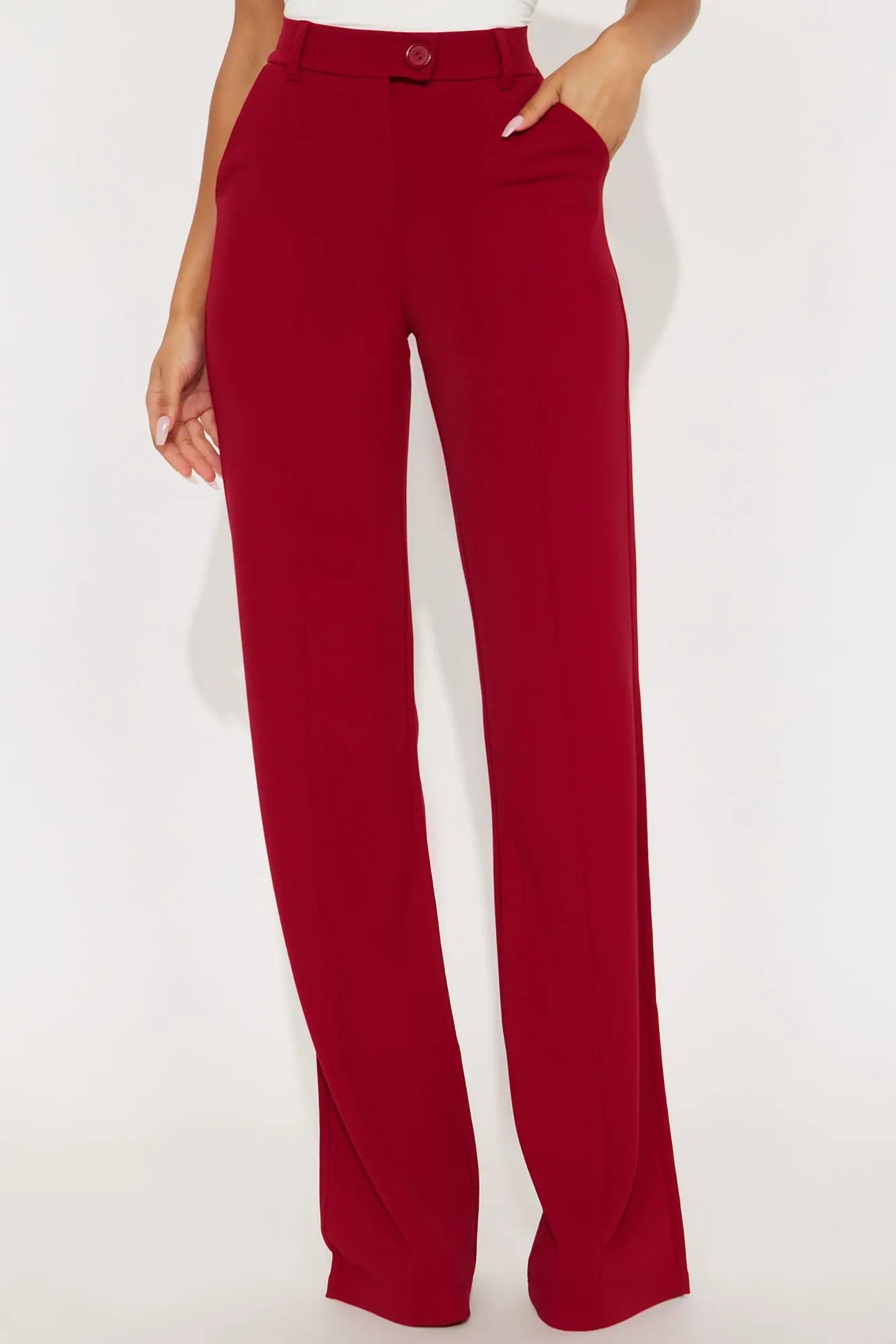 Tall Heidi Wide Leg Trouser Pant - DarkRed 