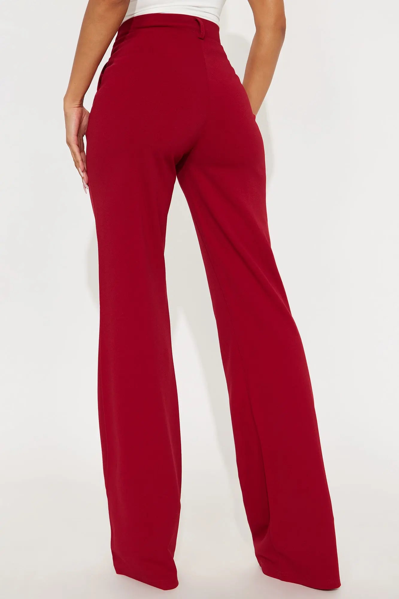 Tall Heidi Wide Leg Trouser Pant - DarkRed 