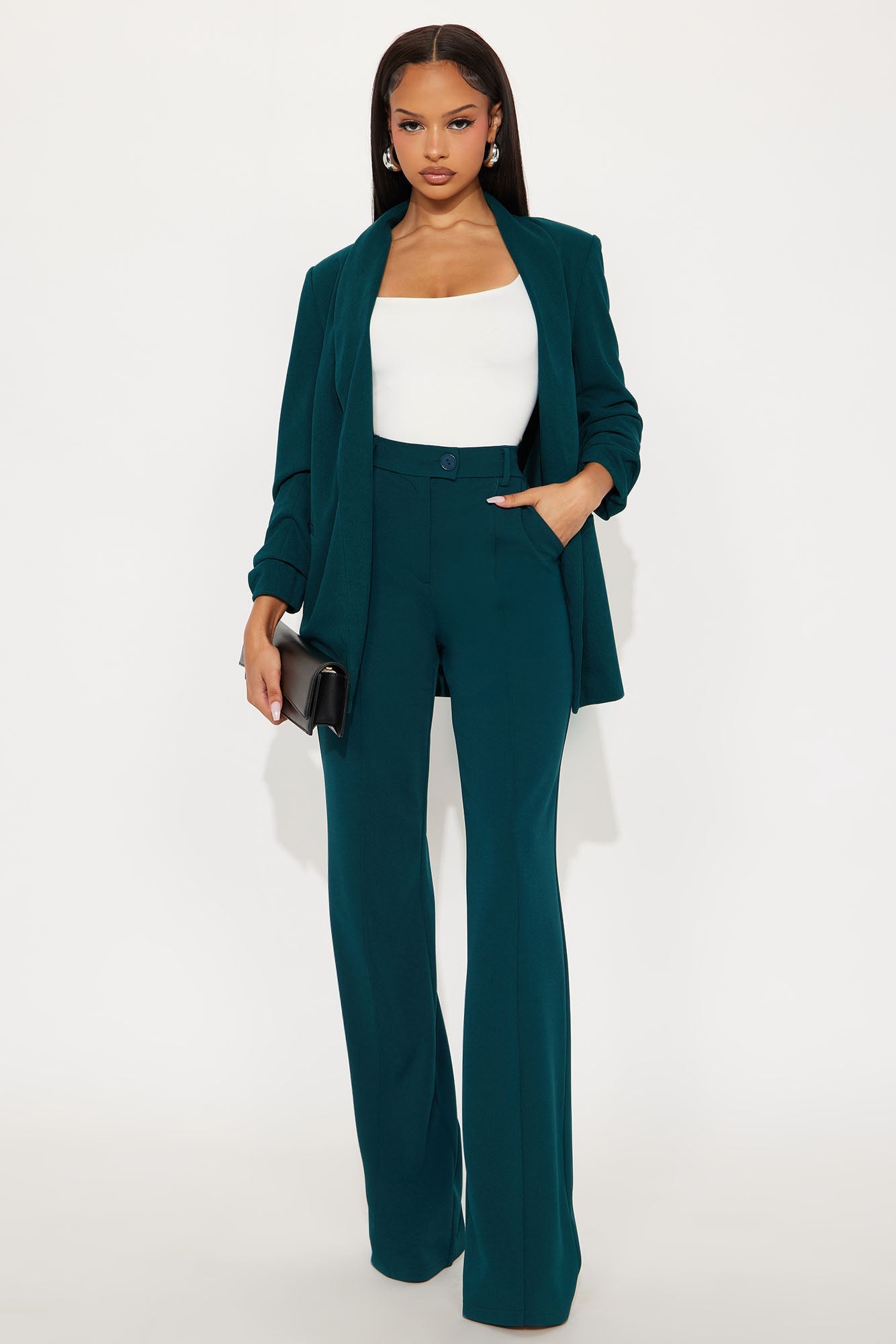 Tall Heidi Wide Leg Trouser Pant - Hunter