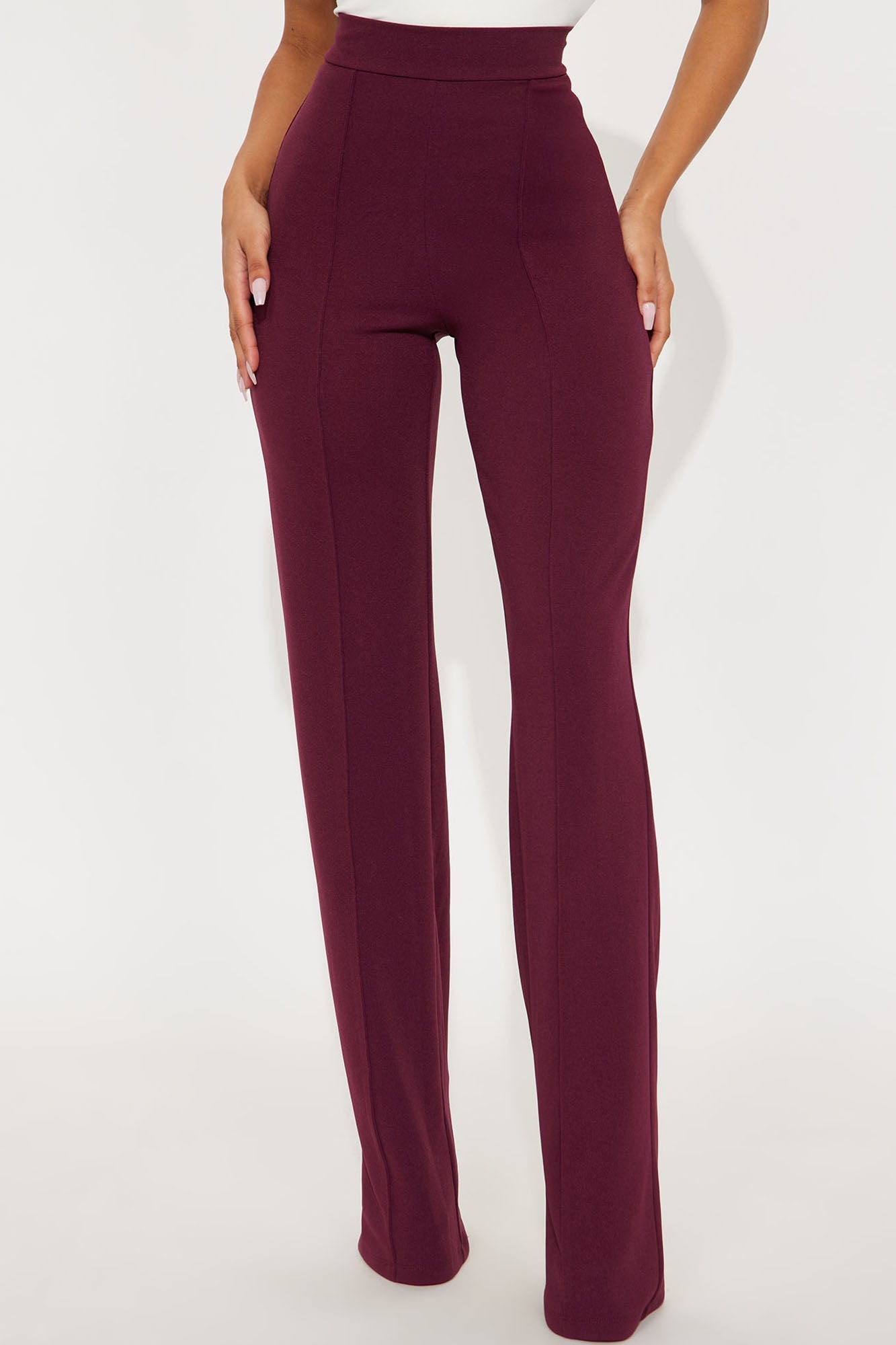Tall Victoria High Waisted Dress Pants - Burgundy