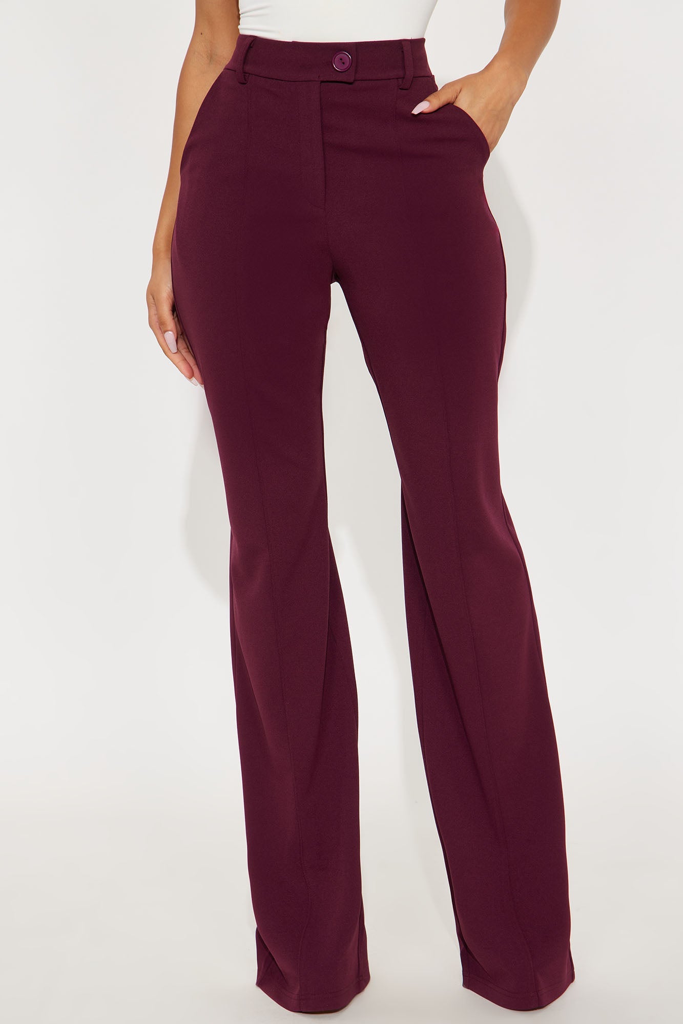 Tall Heidi Wide Leg Trouser Pant - Burgundy