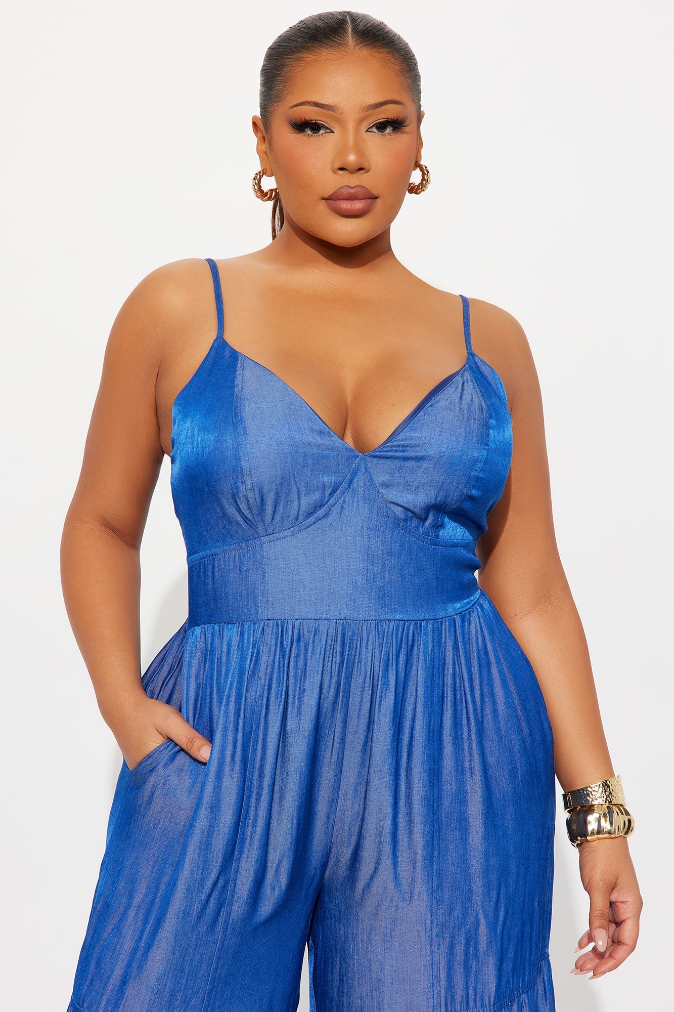 Pretty Girl Vibe Tiered Jumpsuit - Dark Wash