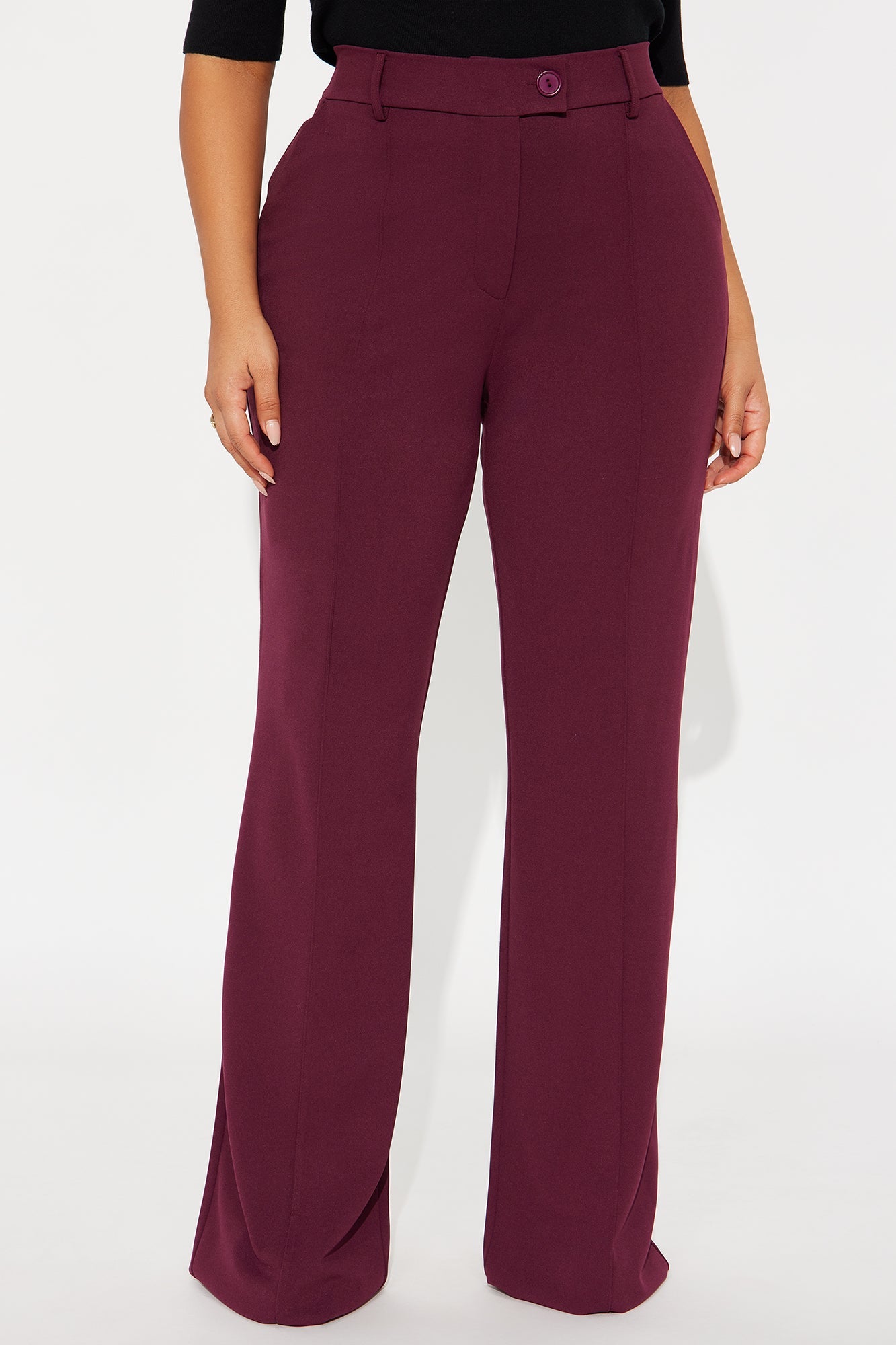Tall Heidi Wide Leg Trouser Pant - Burgundy
