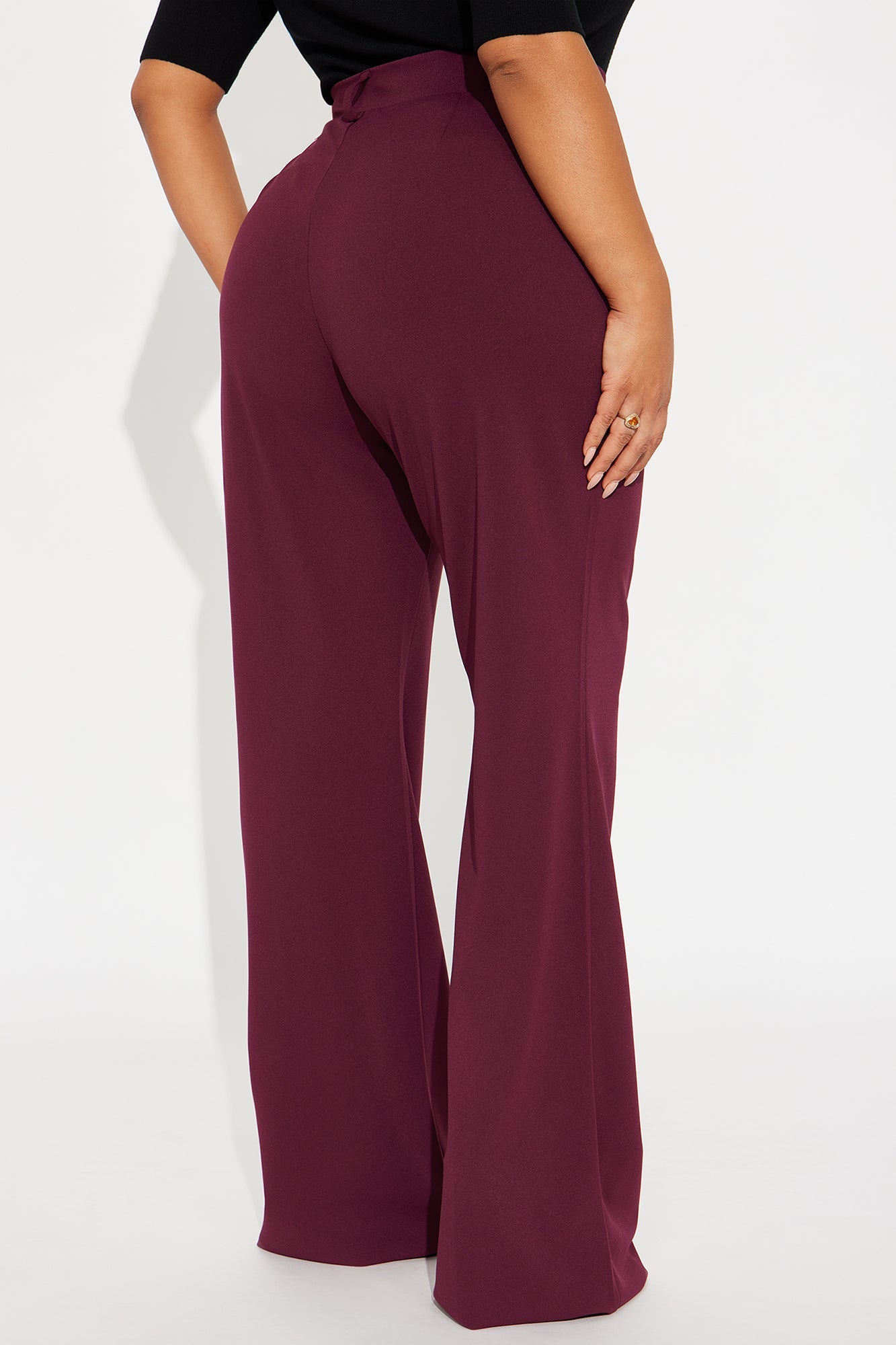 Tall Heidi Wide Leg Trouser Pant - Burgundy