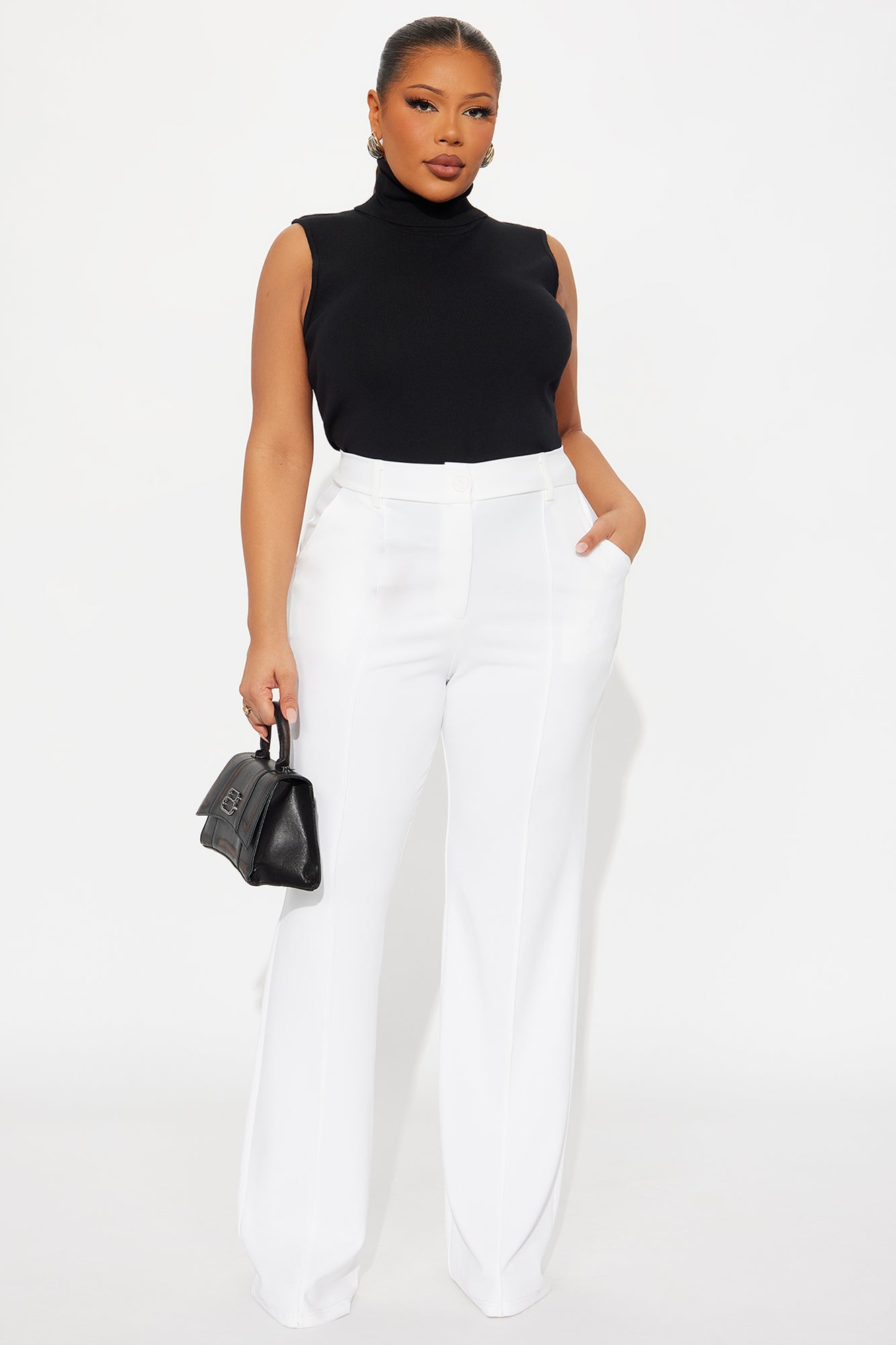 Heidi Wide Leg Trouser Pant - Ivory