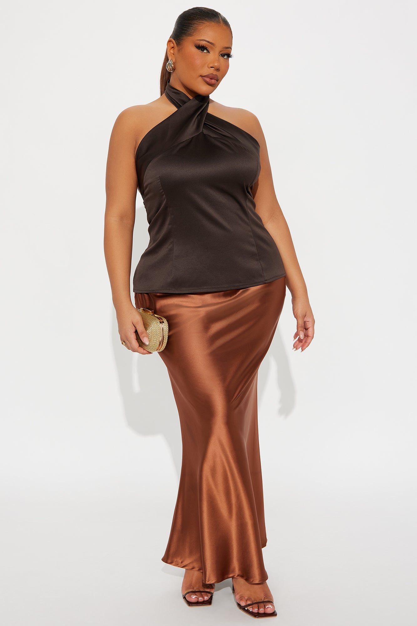 Already Over Criss Cross Halter Top - Chocolate