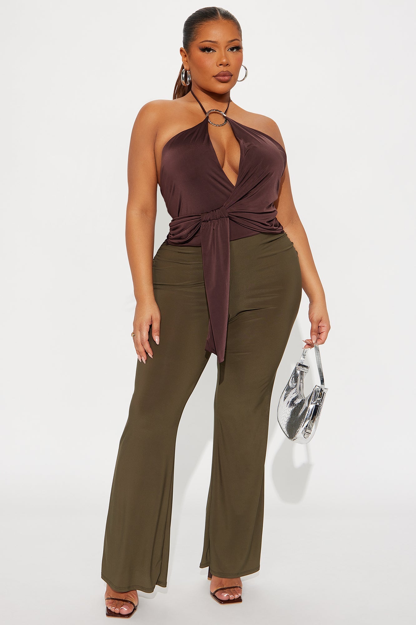 Ives Backless Halter Top - Brown
