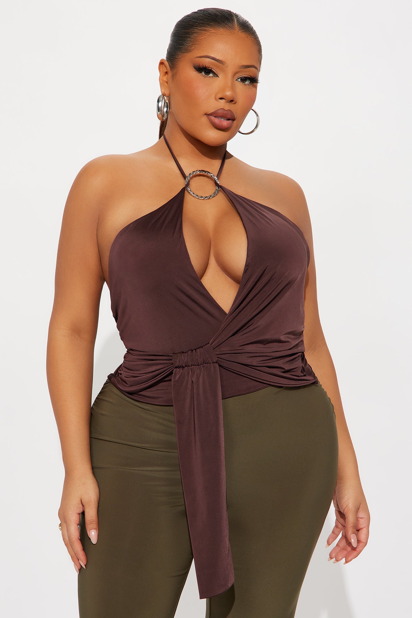Ives Backless Halter Top - Brown