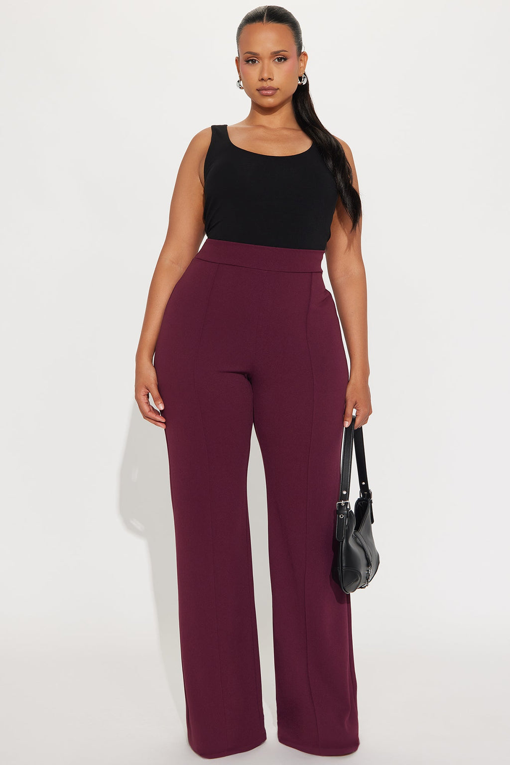 Tall Victoria High Waisted Dress Pants - Burgundy