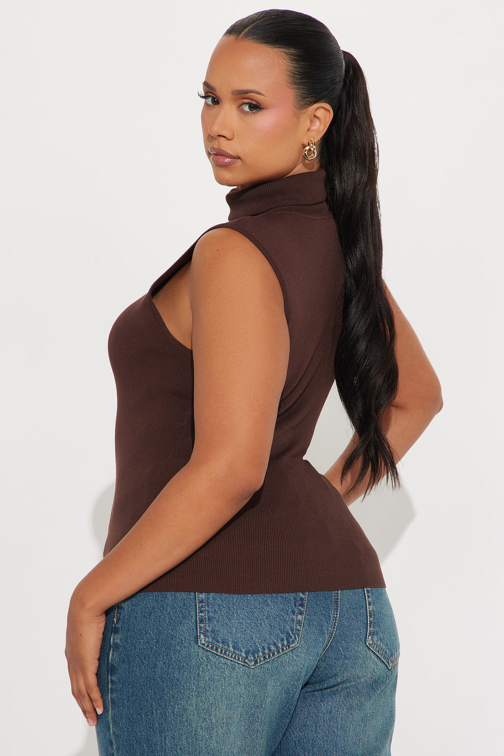 All You Turtle Neck Sweater Top - Chocolate
