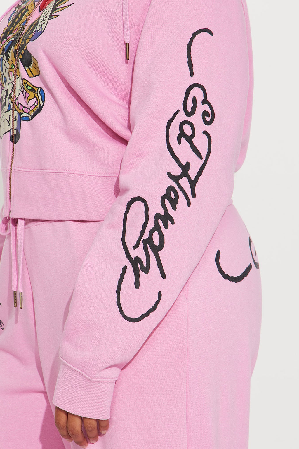 Ed Hardy New York Eagle Zip Front Hoodie - Pink