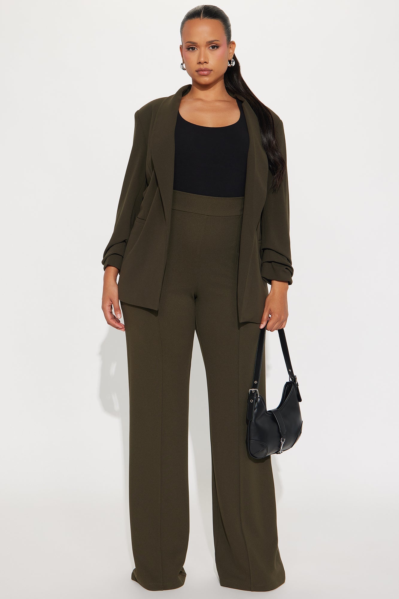 Tall Victoria High Waisted Dress Pants - Olive 1