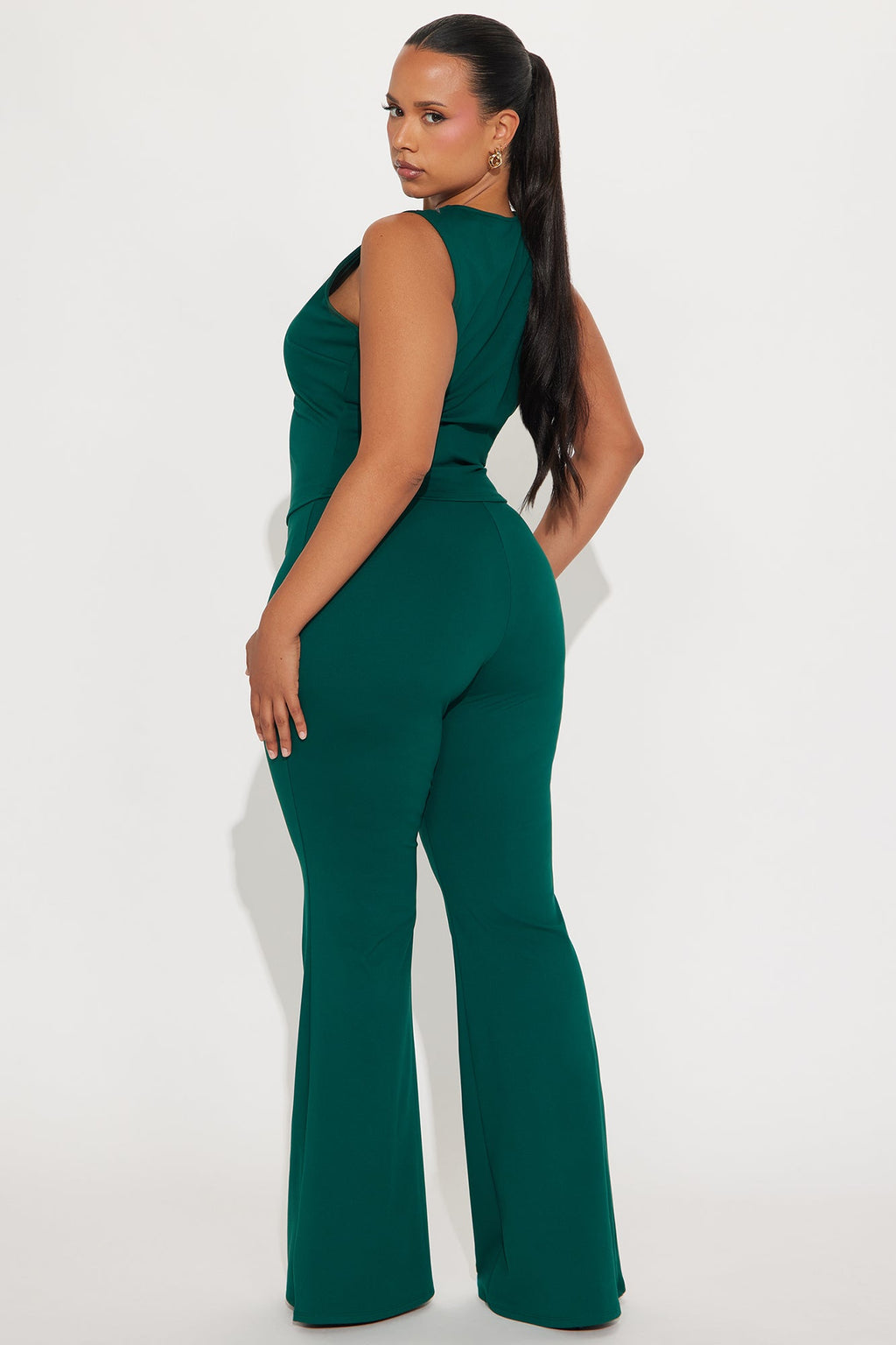 All Day Sleek Matte Tricot Pant Set - Hunter