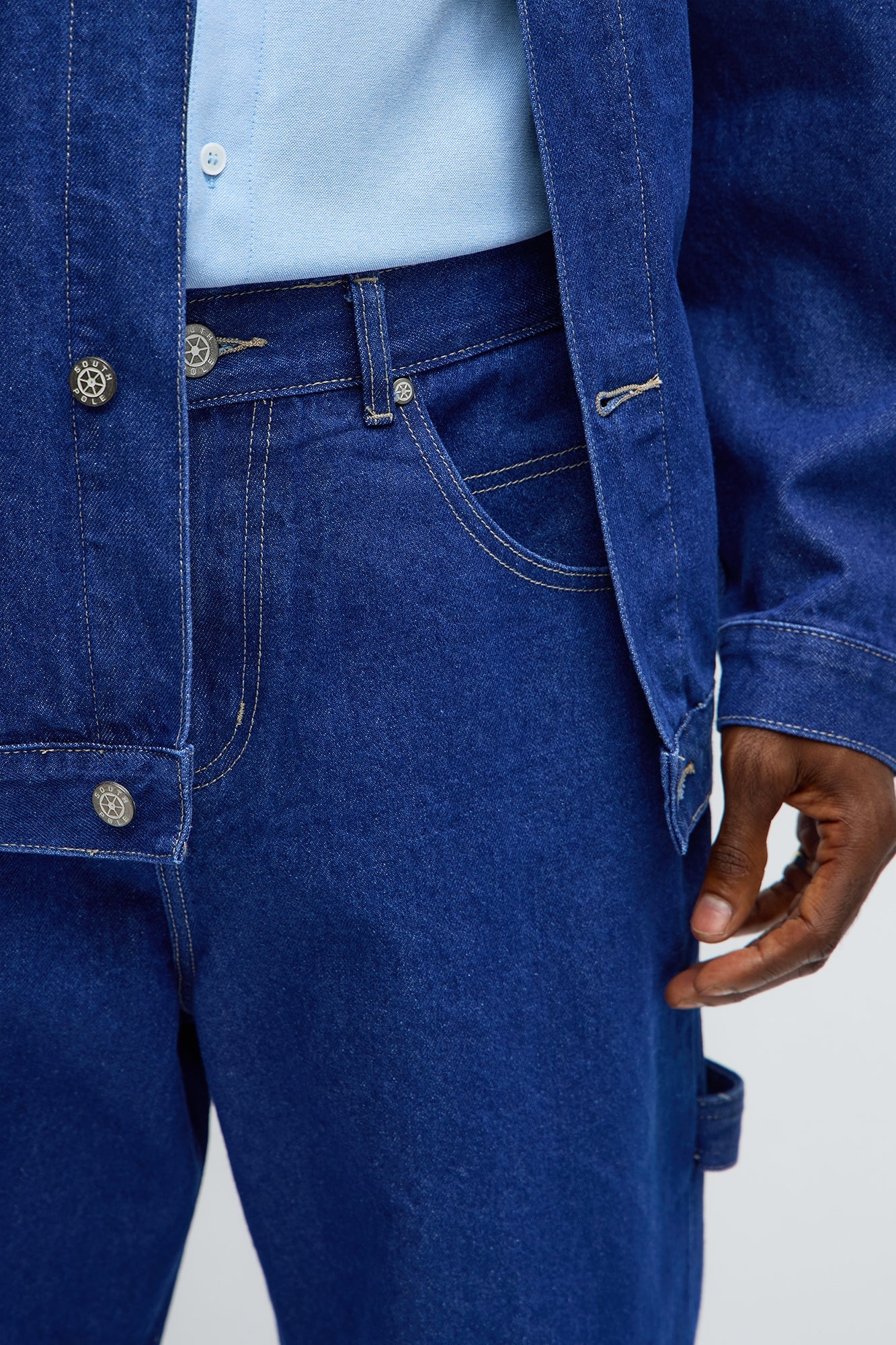 South Pole Baggy Contrast Stitch Back Hit Jeans - Blue Wash