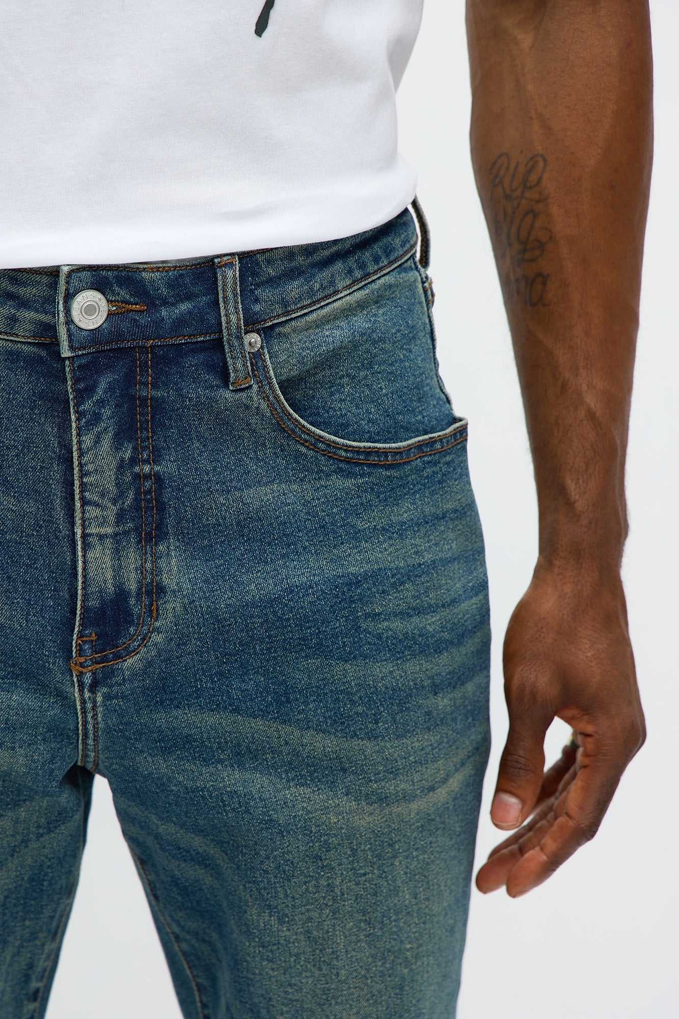 Cornell Stacked Skinny Flare Jeans - Vintage Blue Wash