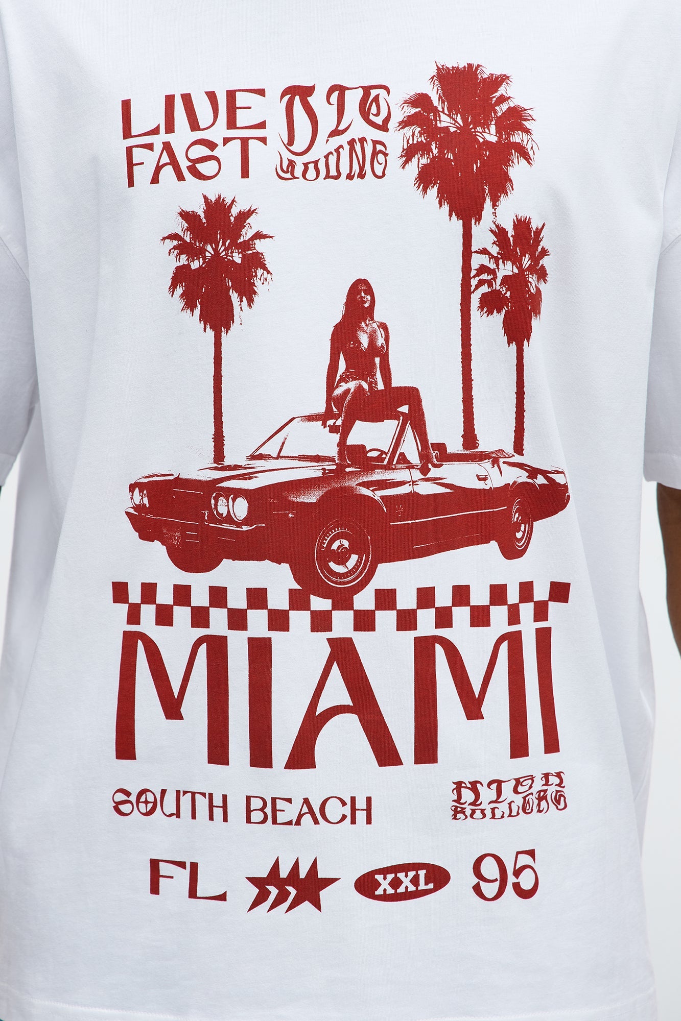 Live Fast Miami Oversized Short Sleeve Tee - White