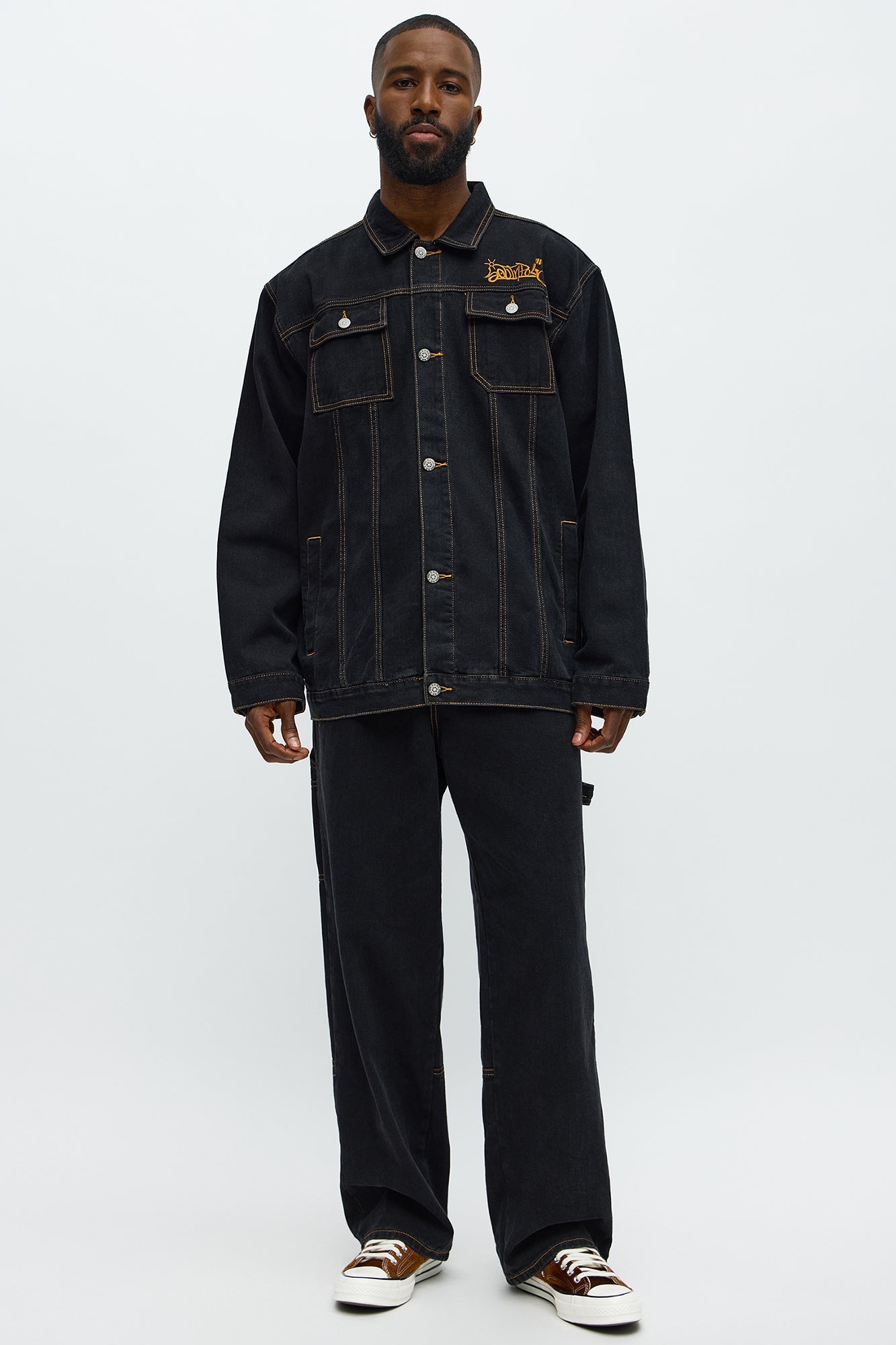 South Pole Baggy Contrast Stitch Jeans - Black
