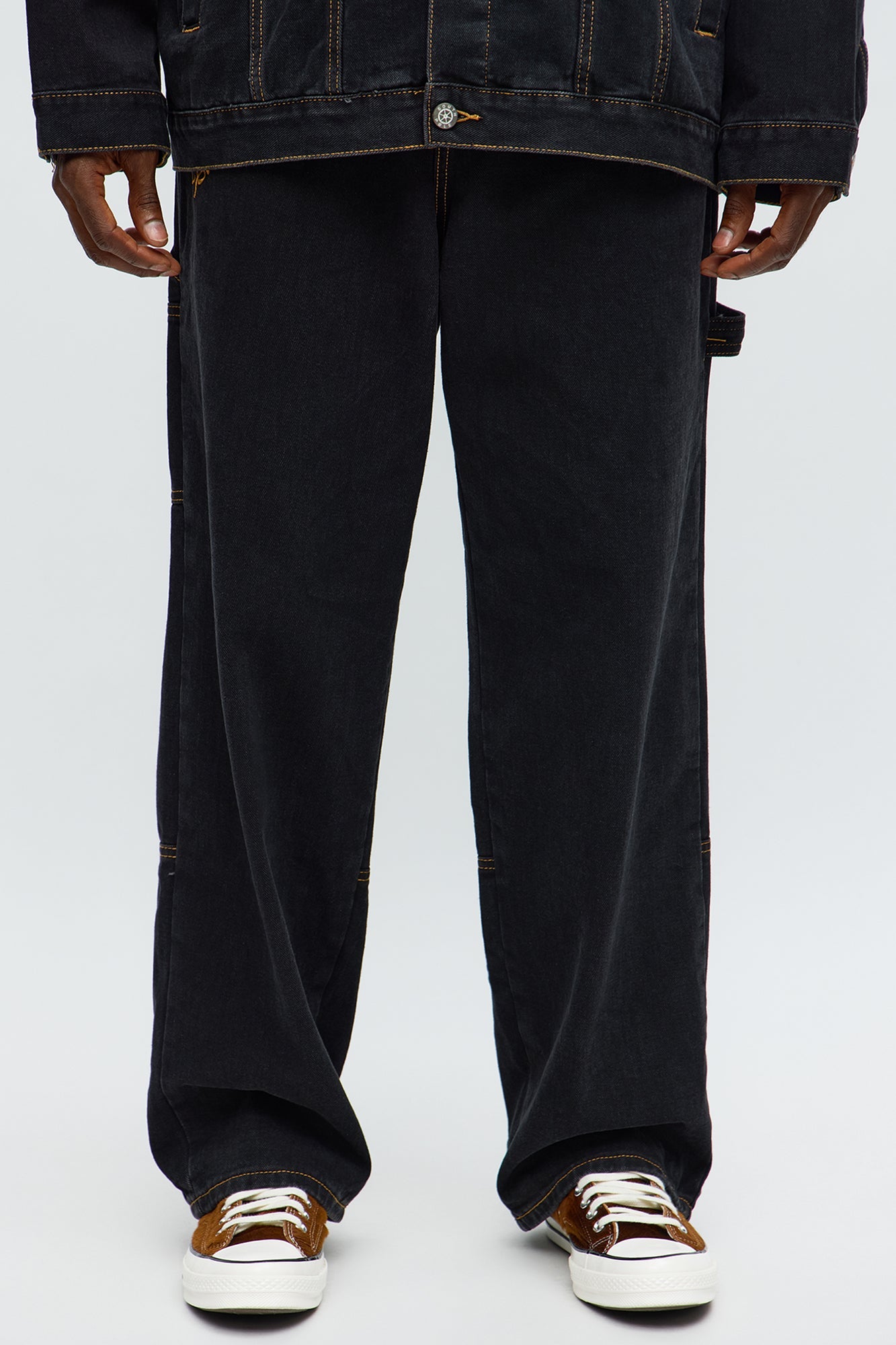 South Pole Baggy Contrast Stitch Jeans - Black