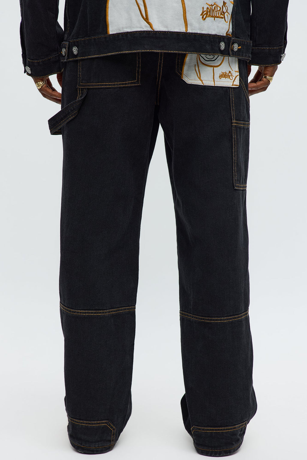 South Pole Baggy Contrast Stitch Jeans - Black