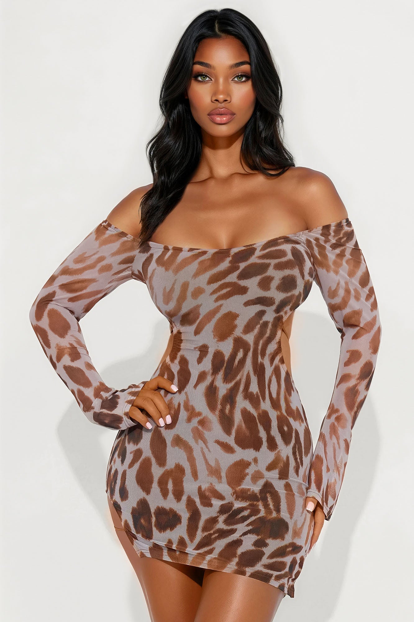 Tall Alexia Mini Dress - Brown