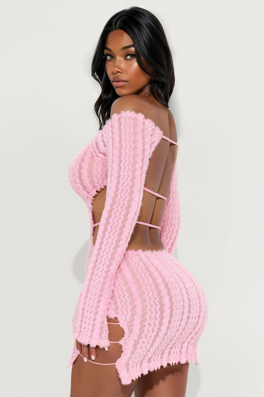 Tall It's My World Sweater Micro Mini Dress - Pink