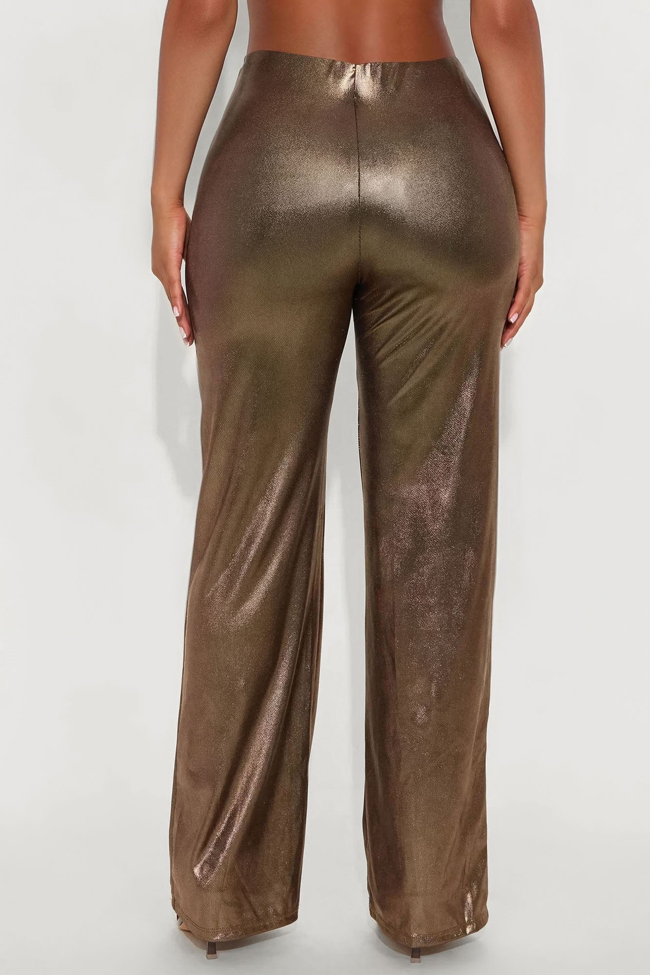 Show Stopper Metallic Wide Leg Pant 31″ - Rose Gold