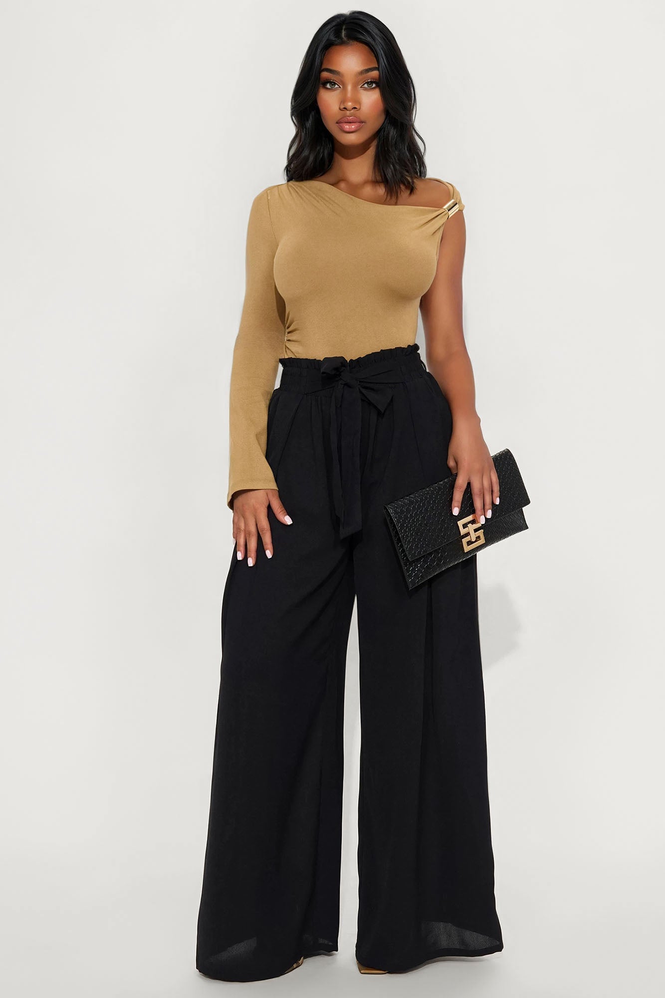 Ella High Rise Wide Leg Pant - Black