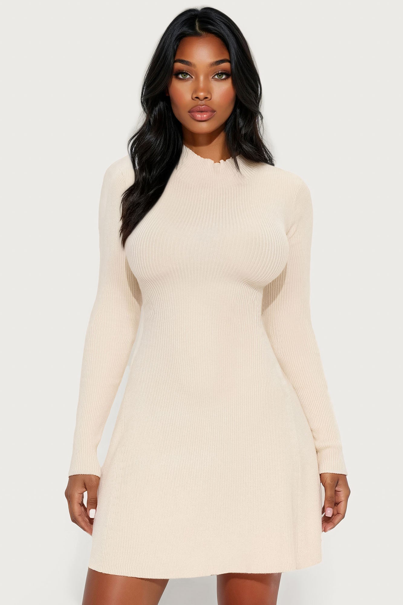 Tall Flirty And Fun Sweater Mini Dress - Cream