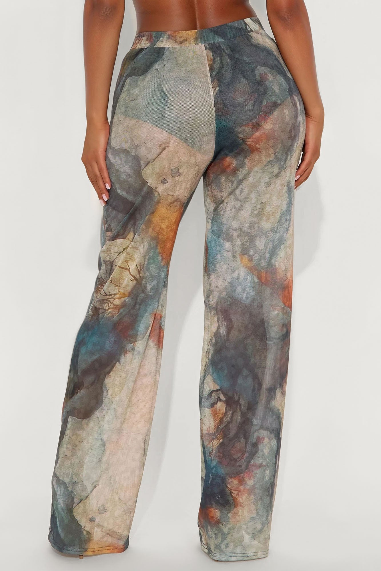 Janice Mesh High Rise Flare Pant 33 - Blue/combo