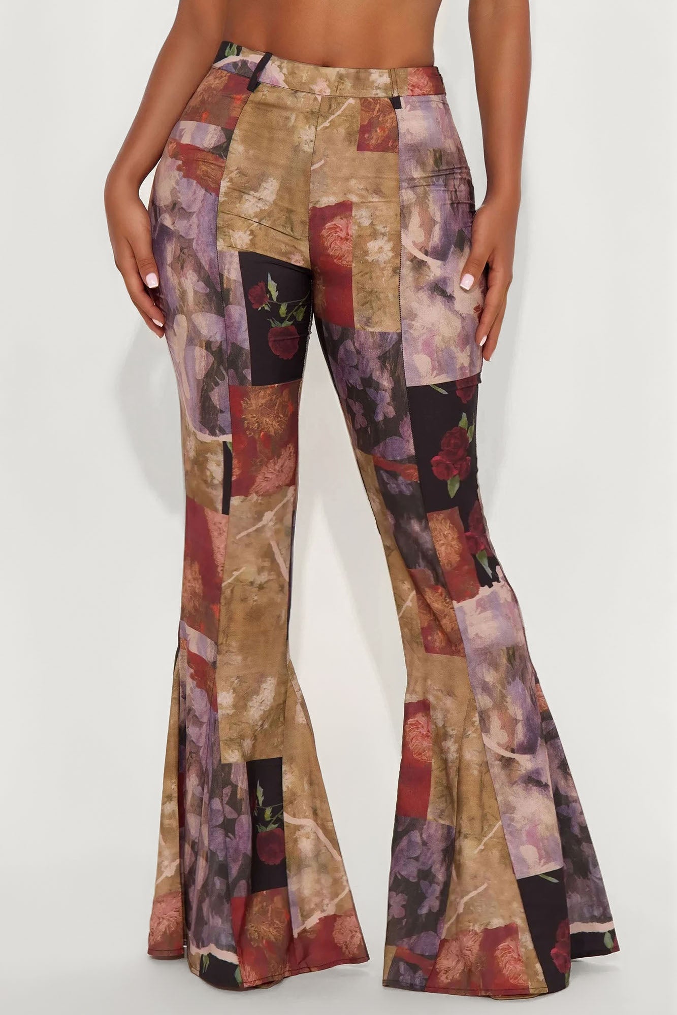 Winnie Abstract Floral Flare Pant 34″ - Multi Color