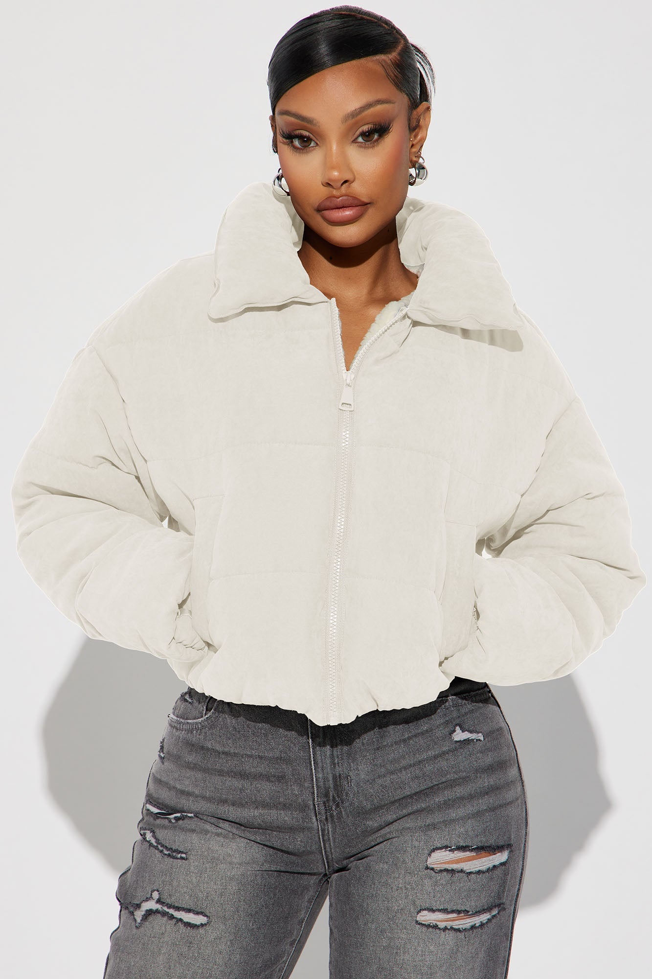 Too Hot To Handle Puffer Jacket - Cream