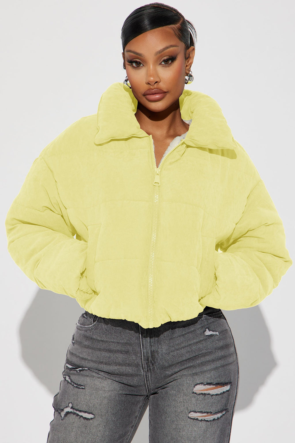 Too Hot To Handle Puffer Jacket - Yellow