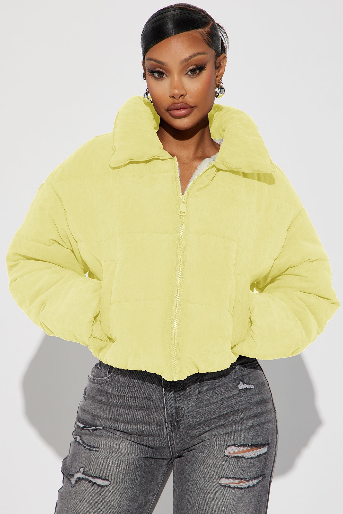 Too Hot To Handle Puffer Jacket - Yellow
