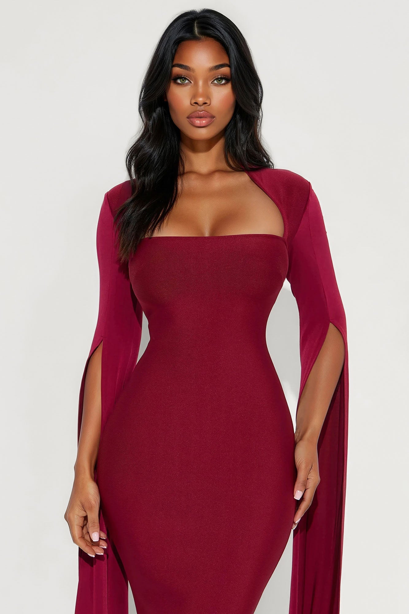 Feeling Regal Bandage Midi Dress - Wine