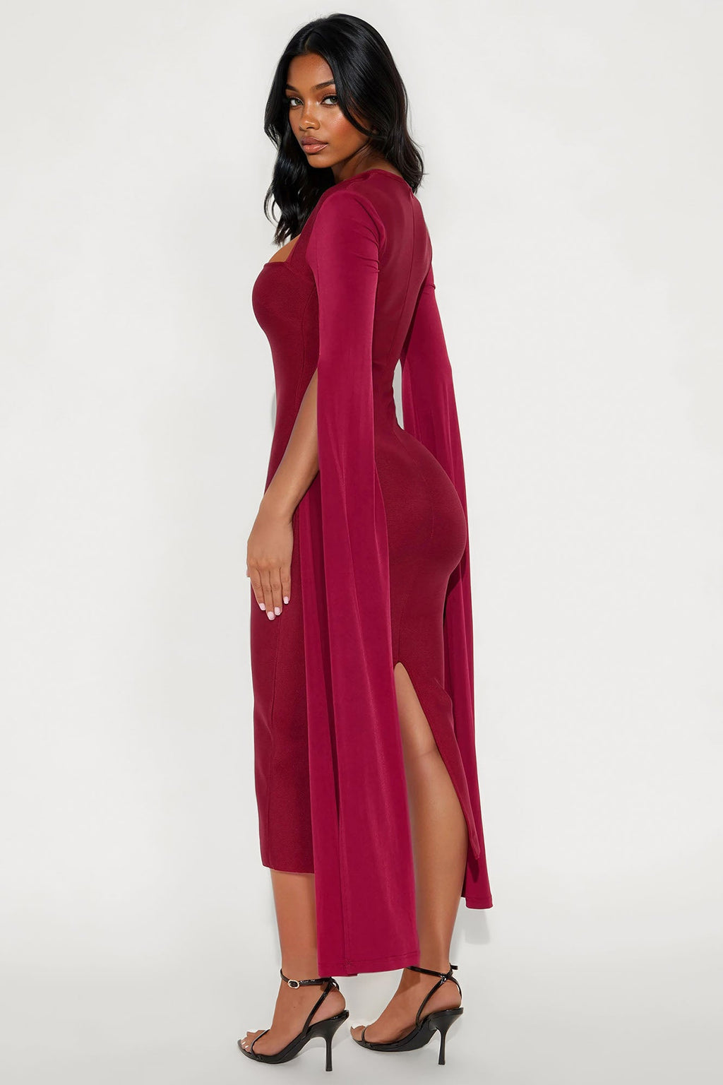 Feeling Regal Bandage Midi Dress - Wine