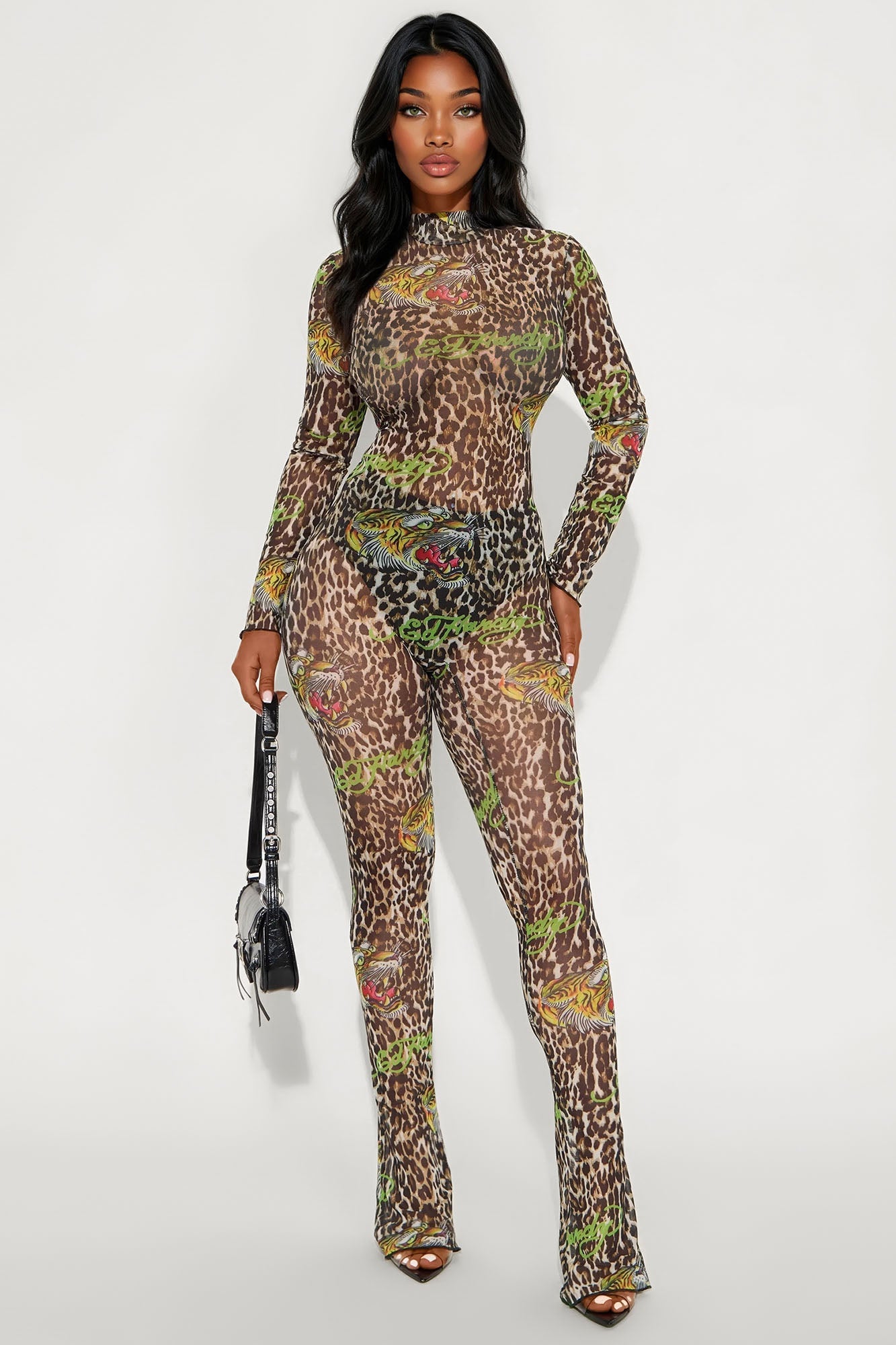 Ed Hardy Leopard Mesh Jumpsuit - Leopard